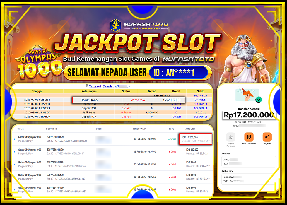 MUFASATOTO JACKPOT PRAGMATIC PLAY Rp 17.200.000 |LUNAS